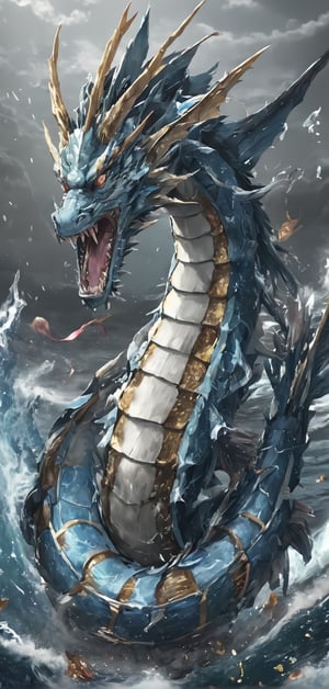 (extremely detailed 8k wallpaper), a medium full body photo of gyarados of pokemon,intricate, highly detailed, dramatic, screaming,in an ocean,Gyarados