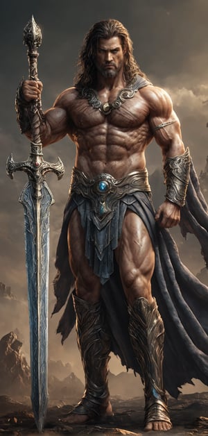 (extremely detailed 8k wallpaper), a medium full body photo of hercules,intricate, highly detailed, dramatic, in hercules costume, ready for action, holding a sword