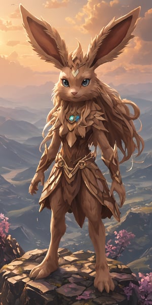 (extremely detailed 8k wallpaper), a medium full body photo of lopunny of pokemon,intricate, highly detailed, dramatic, standing on a mountain,Lopunny,lopunny