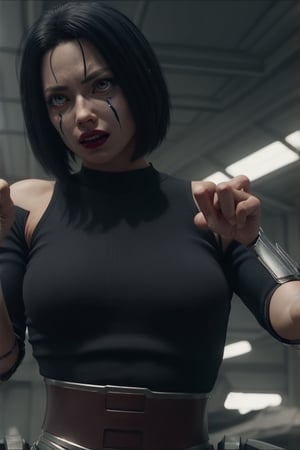 alita battle angel sticking middle finger up rude gesture