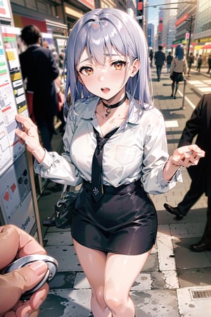 1girl.blue hair, choker, long hair, bangs, office suit, jacket, white shirt, necktie, micro skirt, stockings, slender legs;enjoyly, anxious, standing, looking at viewer, blush.(remote_play), (remote_vibrating).

NSFW, masterpiece, best quality, highly detailed, masterpiece, best quality, absurdres, extremely detailed CG unity 8k wallpaper, {extremely detailed cg}, (best quality), ((masterpiece)), best quality, masterpiece, (highres), original, highly detailed, Amazing, finely detail, official art, extremely detailed CG unity 8K wallpaper, beautiful detailed glow, best lighting, best shades, illustration, (an extremely delicate and beautiful), (Amazing absurdity), (complexity).remote_vibrating,remote_play