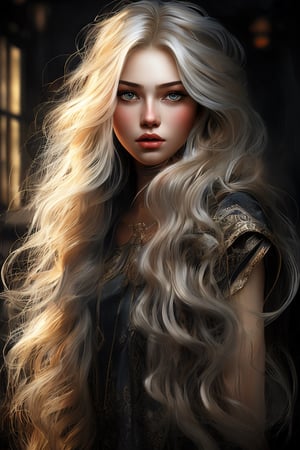 girl, long hairs, detailed face, renesanse art