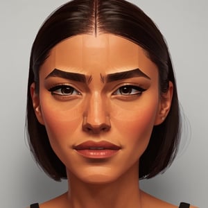 full format portrait of a random actor, realistic skin, photorealistic, stylized facial features, in the style of the cycle frontier, Meybis Ruiz Cruz, MRC, SAM YANG, More Detail, photorealistic, 3DMM, SimplyPaint, sharp angles, 