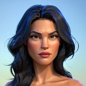 full format portrait of Elodie Yung, sharp stylized facial features, Highres hair strands, 

photorealistic skin texture, sharp 3D character sculpt, 

backlighting, 

in the style of the cycle frontier, MRC, MeybisRuizCruz, Meybis Ruiz Cruz