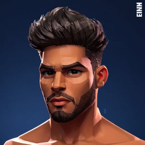 full format portrait of Kingsley Ben-Adir, 

sharp stylized facial features, Highres hair strands, photorealistic skin texture, sharp 3D character sculpt, 

backlighting, 

in the style of the cycle frontier, MRC, MeybisRuizCruz, Meybis Ruiz Cruz