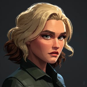 full format portrait of Eliza Taylor, 

sharp stylized facial features, Highres hair strands, photorealistic skin texture, sharp 3D character sculpt, 

backlighting, 

in the style of the cycle frontier, MRC, MeybisRuizCruz, Meybis Ruiz Cruz