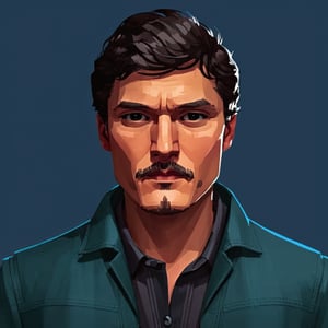 Pedro Pascal,

in the style of the cycle frontier, SAM YANG, 3DMM, SimplyPaint,MRC