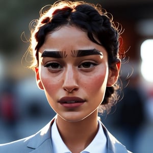 full format portrait of Golshifteh Farahani, ((realistic human face proportions)), Meybis Ruiz Cruz, photorealistic, perfectly framed portrait, style, backlighting, in the style of the cycle frontier,more detail ,SAM YANG
