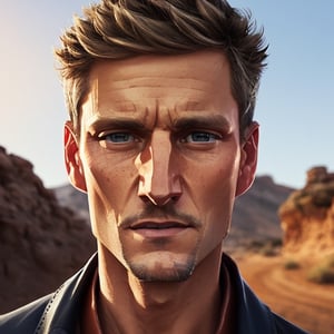 full format portrait of Gideon Emery, ((realistic human face proportions)), Meybis Ruiz Cruz, photorealistic, perfectly framed portrait,arcane style