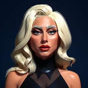 full format portrait of Lady Gaga, stylized features, Highres hair strands, 

photorealistic skin texture, sharp 3D character sculpt, 

backlighting, 

in the style of the cycle frontier, MRC, MeybisRuizCruz, Meybis Ruiz Cruz