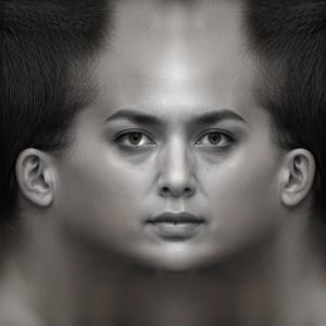 black and white, Head Texture, studio portrait of hairless, symmetrical overcast flat lighting, (face center,:1.2), nice skin, natural skin texture, highly detailed 8k skin texture, 