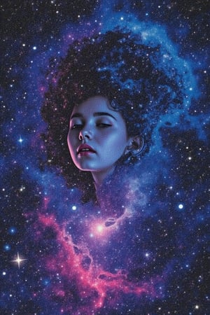 1girl, portraid, head fantasy, galaxy, spooky, jntevl