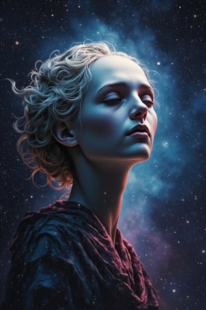 1girl, portraid, head fantasy, galaxy, spooky, jntsmoscuro