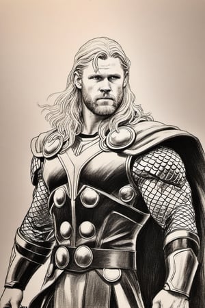 a pencil drawing of thor on marval comic