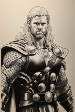 a pencil drawing of thor on marval comic