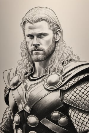 a pencil drawing of thor on marval comic