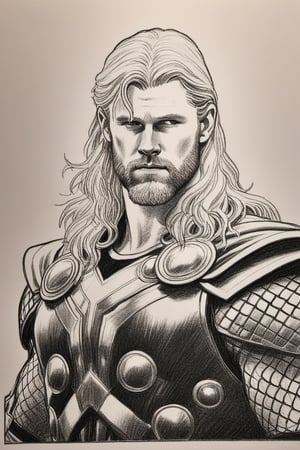 a pencil drawing of thor on marval comic