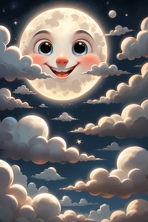 Moonbeams giggle, casting a playful glow,
As cartoon clouds above, in mirth, gently blow.
Eyes, like googly orbs, reflect the joy they feel,
A silly, sweet cartoon, an animated reel.