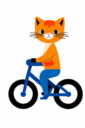 Flat Illustration of cute cat riding a bike