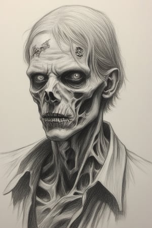 a pencil drawing of zombie