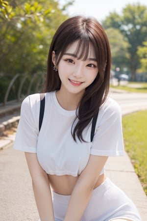 25 year old korean girl, beautiful face, smile, kpop idol