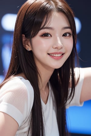 25 year old korean girl, beautiful face, smile, kpop idol