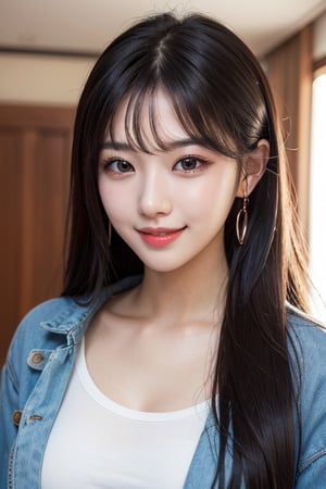 25 year old korean girl, beautiful face, smile, kpop idol