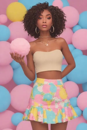(pretty elegant taliyah), croptop Tshirt and skirt, bubbles and cotton candy colors