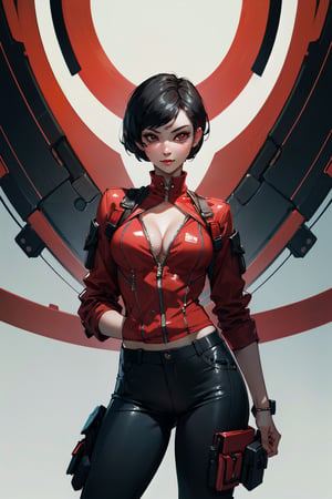 (masterpiece, best quality:1.4), [[smirk]], (beautiful, perfect, detailed, surreal, intricate, aesthetic:1.2), 
(Ada Wong:1.3) full body portrait, cowboy_shot 