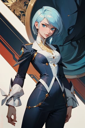 (masterpiece, best quality:1.4), [[smirk]], (beautiful, perfect, detailed, surreal, intricate, aesthetic:1.2), 
(Franziska von Karma:1.3) full body portrait, cowboy_shot 