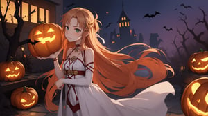 high_school_girl, SAM YANG, disheveled, aaasuna, perfect hands, , in a modern world, medium_breasts, halloween_costume, mummy costume, mummy