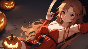 high_school_girl, SAM YANG, disheveled, aaasuna, perfect hands, , in a modern world, medium_breasts, halloween_costume 