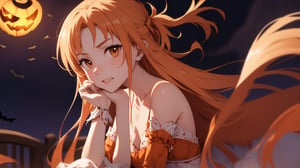 high_school_girl, SAM YANG, disheveled, aaasuna, perfect hands, , in a modern world, medium_breasts, halloween_costume 