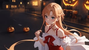 high_school_girl, SAM YANG, disheveled, aaasuna, perfect hands, , in a modern world, medium_breasts, halloween_costume 