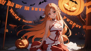 high_school_girl, SAM YANG, disheveled, aaasuna, perfect hands, , in a modern world, medium_breasts, halloween_costume 