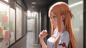 high_school_girl, SAM YANG, disheveled, aaasuna, perfect hands, , in a modern world, medium_breasts, camouflage military nurse