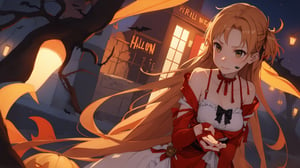 high_school_girl, SAM YANG, disheveled, aaasuna, perfect hands, , in a modern world, medium_breasts, halloween_costume 