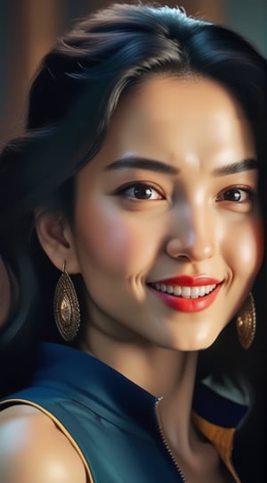 Very (detailed) illustration of a ((best quality)), ((masterpiece)), mesmerizing and alluring female model,posing in photo studio,23yo,detailed exquisite face,looking at viewer,dishelved black hair, perfect female form BREAK gentle smile,8K,aesthetic, intricate,high contrast,colorful,cute,adorable,skinny tight clothes,small earrings,jewelry,detailed eyes,glossy skin,very sexy pose,hourglass_figure,natural huge breasts,full body,rule of thirds,Rembrandt lighting, detailmaster2 ,detailmaster2,wonder-woman-xl