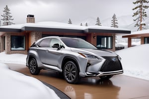 ((Hyper-Realistic)) photo of a (SONIC CHROME color:1.2) ((Lexus RX 500h)) parked in front of resort house,Front view,well-lit,silver and black stylish alloy wheels
BREAK
modern resort house,very sophisticated and stylish mountain home,contemporary design,luxurious, windows,snow,snowing, street,trees,mid-size house \(delightful front porch,tall multi-pane windows,wall cladding with accents of dark brown veneer stones and steel battens combined to create a spectacular exterior of the house\),cluttered maximalism
BREAK
aesthetic,rule of thirds,depth of perspective,perfect composition,studio photo,trending on artstation,cinematic lighting,(Hyper-realistic photography,masterpiece,best quality,photorealistic,ultra-detailed,intricate details,32K,UHD,sharp focus,high contrast,kodachrome 800,HDR:1.2),(shot on Canon EOS 5D,eye level,soft diffused lighting,vignette,highest quality,original shot:1.2),by Antonio Lopez,Diego Koi,David Parrish,Sebastiao Salgado and Steve McCurry,
real_booster,ani_booster,w1nter res0rt,art_booster,H effect,(car focus:1.2),Extremely Realistic,photo_b00ster