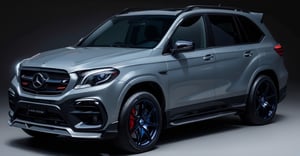 dark irony gray with blue undertone color futuristic 4x4 luxury sports SUV, spinning wheels, mercedes-maybach style alloy rims with red edges, toyota tentury suv, porsche, honda crv, brabus, subaru, nissan, mitsubishi,song-hyegyo-xl