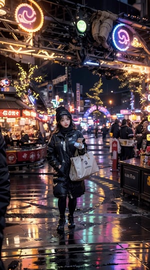 (masterpiece,best quality,ultra-detailed,16K,intricate, realistic,high contrast,photorealistic,HDR,vibrant color,RAW photo),beautiful girl in winter city at night,bokeh,blur,field of depths,cinematic shot, cinematic lighting, High detailed,midjourney,Color Booster,leonardo,jeon_jihyun