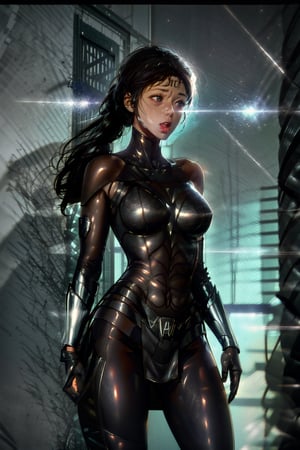 wonder_woman standing in (very dark:1.5) basement safe room BREAK surprised face, open mouth, high ponytail, hourglass bodyshape, natural huge breasts BREAK burning room, fire everywhere BREAK (masterpiece, best quality, ultra-detailed, 8K), (realistic:1.2), (intricate:1.2), rule of thirds, seolhyun, dark environment