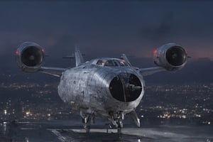 ((Ultra-realistic)) photo of an aircraft \(ek_raz0r_cre5t\),landed and parked on a city top,landing legs,jet engine on wing,two short top wings,blunt head,cannons on head side,canopy on head top,red lights on head bottom,front left  view,left side entrance door open,(jet engine built at wing tip:1.2),starship,star wars,(front left side view:1.3)
BREAK
(backdrop of Detailed Realistic city,sky,cloud:1.2), depth of perspective,aircraft focus,(wide shot)
BREAK 
(sharp focus,high contrast,detailed,realistic,studio photo,trending on artstation,rule of thirds,perfect composition,cinematic lighting,masterpiece,
best quality,UHD,32K,HDR:1.3),
ek_raz0r_cre5t,ek_photo_booster,ek_car_b00ster,ek_real_b00ster