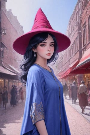 ((Ultra-Detailed)) portrait of a girl (wearing a witchhat:1.3),(kuchiki rukia),standing in a busy shoppping street,1 girl,20yo,detailed exquisite face,soft shiny skin,playful smirks,detailed pretty eyes,glossy lips,dynamic sexy pose
BREAK
(backdrop:ultra-detailed shopping street in a big city,many people,cars,blue sky),(girl focus),(fullbody shot)
BREAK 
(sharp focus,high contrast),studio photo,trending on artstation,(ultra-realistic,Super-detailed,intricate details,HDR,8K),chiaroscuro lighting,vibrant colors,by Karol Bak,Gustav Klimt and Hayao Miyazaki,
(inkycapwitchyhat),real_booster,photo_b00ster,art_booster,ani_booster