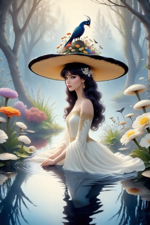 ((Ultra-Detailed)) Photography of a sophisticated witch \(a1sw-InkyCapWitch\) standing in a beautiful flower garden,wearing sm1cdrip-witchhat,detailed exquisite face,detailed eyes,detailed soft shiny skin,glossy lips,playful smirks,detailed hair,perfect female form,model body,detailed hat,cyan gold and white dress,jewelry,small earrings,necklace
BREAK
(backdrop;highly-detailed modern style flower garden,pond,tree,birds),(head to thigh shot:1.2)
BREAK
rule of thirds,vibrant colors,studio photo,perfect composition,(masterpiece,HDR,trending on artstation,8K,Hyper-detailed,intricate details,hyper realistic,high contrast,Kodachrome 800:1.3),cinematic lighting,soft rim lighting,key light reflecting in the eyes,by Karol Bak,Antonio Lopez,Gustav Klimt and Hayao Miyazaki,art_booster,real_booster,photo_b00ster, Decora_SWstyle,a1sw-InkyCapWitch,Decora_SWstyle,more detail XL