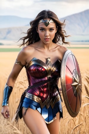 Plot:a beautiful warrior girl running in a field fast,20yo,1girl,solo,detailed exquisite face,soft shiny skin,looking at viewer,Jessica Alba lookalike,vivid colors,shield,holding,perfect hand,(running like an athlete)
BREAK
backdrop:field,rock,sky,lake,reflection,cluttered maximalism
BREAK
settings: (rule of thirds1.3),perfect composition,studio photo,trending on artstation,depth of perspective,(Masterpiece,Best quality,32k,UHD:1.4),(sharp focus,high contrast,HDR,hyper-detailed,intricate details,ultra-realistic,award-winning photo,kodachrome 800:1.3),(cinematic lighting:1.3)
BREAK
LoRA:art_booster,photo_b00ster, real_booster,wonder-woman-xl