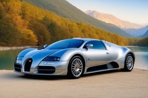 ((Hyper-Realistic)) photo of a Bugatti EB 218 \(1999 Bugatti EB 218 designed by Giorgetto Giugiaro\) parked,(backdrop: beautiful mountain with river,lake,tree, forest,rock and reflection in water),Front view,well-lit,(dark silver body color:1.2),silver and black stylish alloy wheels
BREAK 
aesthetic,rule of thirds,depth of perspective,perfect composition,studio photo,trending on artstation,cinematic lighting,(Hyper-realistic photography,masterpiece, photorealistic,ultra-detailed,intricate details,16K,sharp focus,high contrast,kodachrome 800,HDR:1.2),by Karol Bak,Gustav Klimt and Hayao Miyazaki, real_booster,art_booster,ani_booster,y0sem1te,H effect,yv1sta3