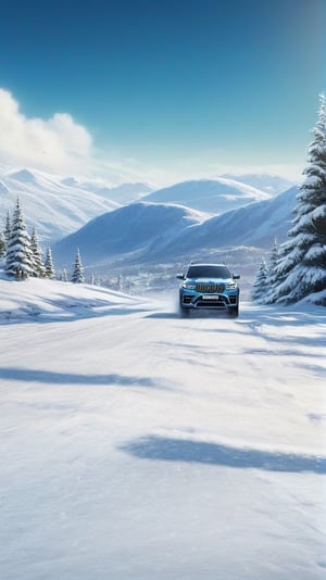 portrait of a modern SUV driving in snow road,snow,tree,house,detailed snow road backdrop,vivid color,
trending on artstation,perfect composition,cinematic lighting,anime vibes,(close up),by Karol Bak, Alessandro Pautasso and Hayao Miyazaki
BREAK A realistic photo of snow road in winder resort1,snow,tree,winter resort1