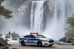 Hyper-Realistic photo of a beautiful LAPD police officer,20yo,1girl,solo,LAPD police uniform,cap,detailed exquisite face,soft shiny skin,smile,sunglasses,looking at viewer,Kristen Stewart lookalike,cap,fullbody:1.3
BREAK
backdrop:art1stp0int,waterfall,tree,rock,forest, mountain,landscape,scenery,nature,water,day,police car,(girl focus),[cluttered maximalism]
BREAK
settings: (rule of thirds1.3),perfect composition,studio photo,trending on artstation,depth of perspective,(Masterpiece,Best quality,32k,UHD:1.4),(sharp focus,high contrast,HDR,hyper-detailed,intricate details,ultra-realistic,kodachrome 800:1.3),(cinematic lighting:1.3),(by Karol Bak$,Alessandro Pautasso$,Gustav Klimt$ and Hayao Miyazaki$:1.3),art_booster,photo_b00ster, real_booster,Ye11owst0ne,grandpr1smat1c