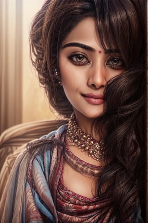 Ultrarealistic, 1girl, gentle bold features, seductive, bold, perfecct milf figure, tight breasts, , fantasy background, cinematic shot, resha, resha, Indian, smile, dimple, Btflindngds, 